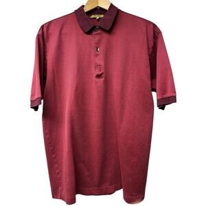 Vintage Paul Stuart Mens Red Polo Size Medium Collared Short Sleeve Shirt Flaws